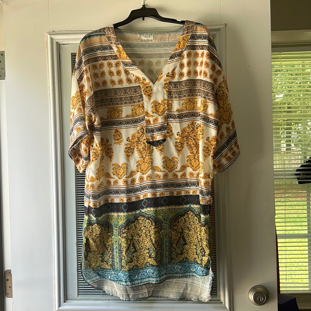 Polyester, breeze golden and navy Versace inspired tunic